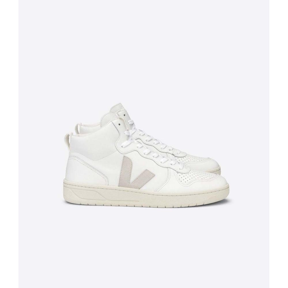 Veja V-15 LEATHER Hoog Dames White/Beige | NL 368OKI